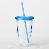 Elegant Eenvoudig Marine Blauw Wit Monogram Acryl Drinkbeker (Links)