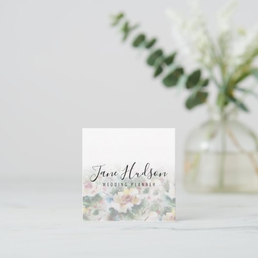 Elegant Eenvoudig Minimalistisch Bewerkbaar Zakeli Vierkante Visitekaartje (Staand voorkant)