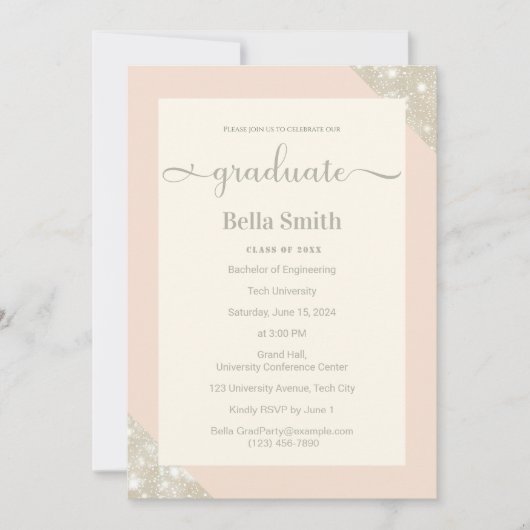 Elegant Eenvoudig Modern Afstuderen Invitation Kaart (Voorkant)