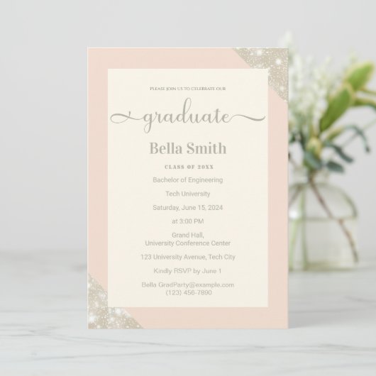 Elegant Eenvoudig Modern Afstuderen Invitation Kaart (Staand voorkant)