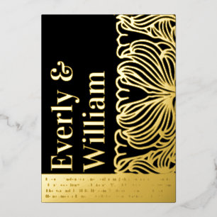 Elegant Eenvoudig Modern Bloemengoud Bruiloft Folie Uitnodiging