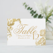 Elegant Eenvoudig Modern Bloemengoud Tafelnummer (Staand voorkant)