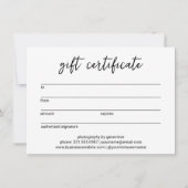 Elegant eenvoudig modern cadeaubon (Achterkant)