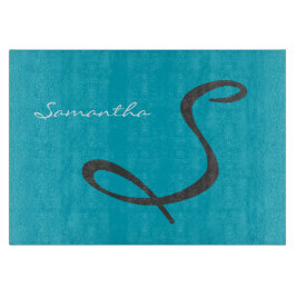 Elegant eenvoudig modern chic trendy monogram blau snijplank