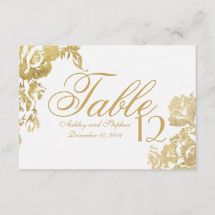 Elegant eenvoudig modern Floral Gold-tabelnummer Kaart