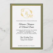 Elegant Eenvoudig Modern Goud Sage Groen Bruiloft Folie Uitnodiging (Voorkant)