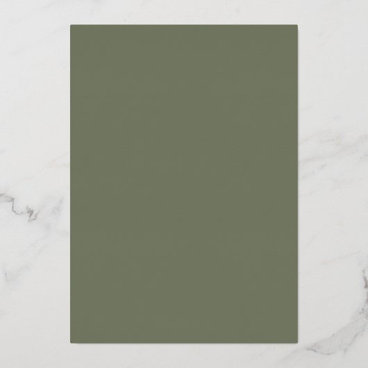 Elegant Eenvoudig Modern Goud Sage Groen Bruiloft Folie Uitnodiging (Achterkant)