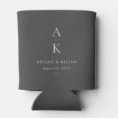 Elegant Eenvoudig Modern Grijs Monogram Bruiloft Blikjeskoeler (Achterkant)