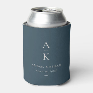 Elegant Eenvoudig Modern Marineblauw Monogram Brui Blikjeskoeler