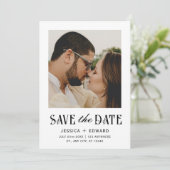 Elegant Eenvoudig Modern Minimaal Script Foto Chic Save The Date (Staand voorkant)