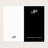 Elegant eenvoudig modern monogram zwart-wit visitekaartjes (Buitenkant ongevouwen)