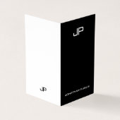 Elegant eenvoudig modern monogram zwart-wit visitekaartjes (Buitenkant)