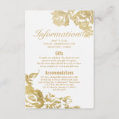 Elegant Eenvoudig Modern Roos Bloemen Goud Bruilof Informatiekaartje (Voorkant)
