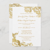 Elegant Eenvoudig Modern Roos Bloemen Goud Bruilof Kaart (Voorkant / Achterkant)