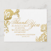 Elegant eenvoudig Modern Roos Bloemengoud Dank u Briefkaart (Voorkant)