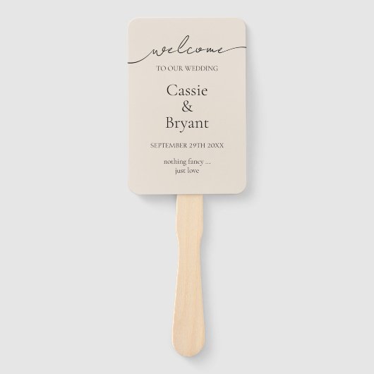 Elegant eenvoudig modern script bruiloft programma handwaaier (Voorkant)