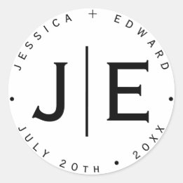 Elegant Eenvoudig Monogram Modern Chique Minimaal  Ronde Sticker