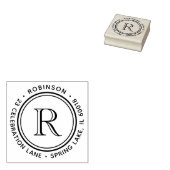Elegant Eenvoudig Monogram Rond Retouradres Rubberstempel (Gestempeld)