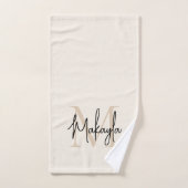 Elegant Eenvoudig Monogram Script Naam Beige Handdoek (Handdoek)