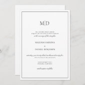 Elegant Eenvoudig Monogram Script Wit Bruiloft Kaart (Voorkant / Achterkant)