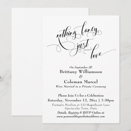 Elegant Eenvoudig Niets Gekunstelds, Gewoon Liefde Kaart (Voorkant / Achterkant)