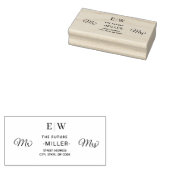 Elegant Eenvoudig Perzik Monogram Bruiloft Rubberstempel (Gestempeld)