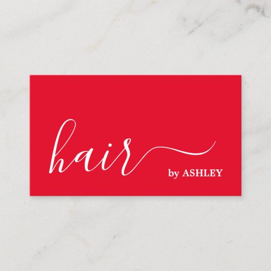 Elegant Eenvoudig Rood Wit Haar Stylist Visitekaartje (Voorkant)