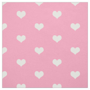 Elegant eenvoudig roze en wit hartpatroon stof