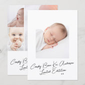 Elegant Eenvoudig Script Foto Baby Geboorte Aankondiging (Voorkant / Achterkant)