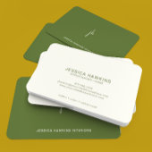 Elegant Eenvoudig Script Monogram Olijfgroen Visitekaartje