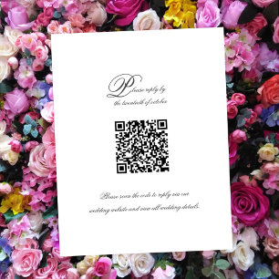 Elegant Eenvoudig Script QR Code Bruiloft RSVP Kaa Kaartje