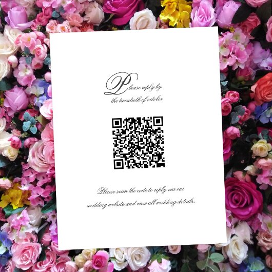 Elegant Eenvoudig Script QR Code Bruiloft RSVP Kaa Kaartje