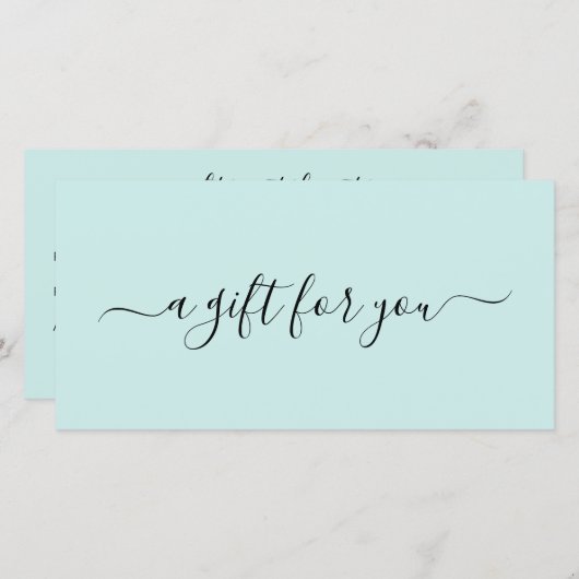 Elegant Eenvoudig Spa Teal Turquoise Cadeaubon (Voorkant / Achterkant)