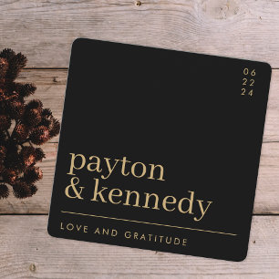 Elegant Eenvoudig Stijlvol Zwart en Goud Chique Vi Bedankkaart