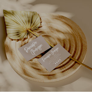 Elegant Eenvoudig Taupe Neutraal Boho Chique Moder Visitekaartje