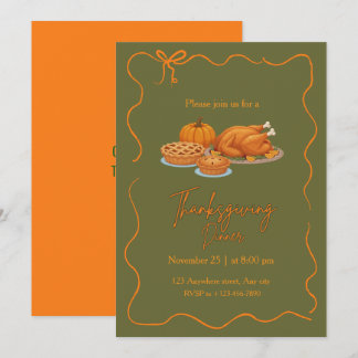 Elegant Eenvoudig Thanksgiving-diner Kaart