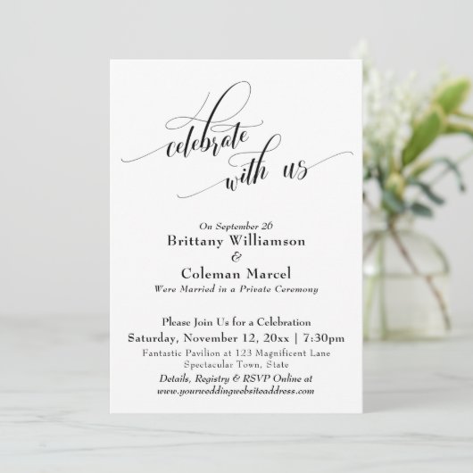 Elegant Eenvoudig Vier met Ons Zwart en Wit Kaart (Staand voorkant)