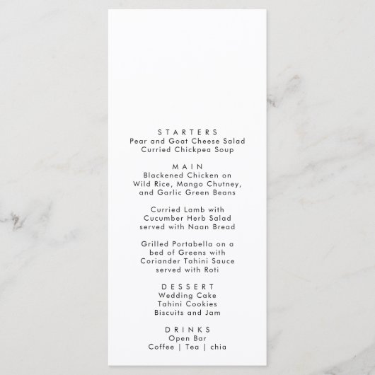 Elegant eenvoudig waterverf trouwmenu menu (Voorkant)