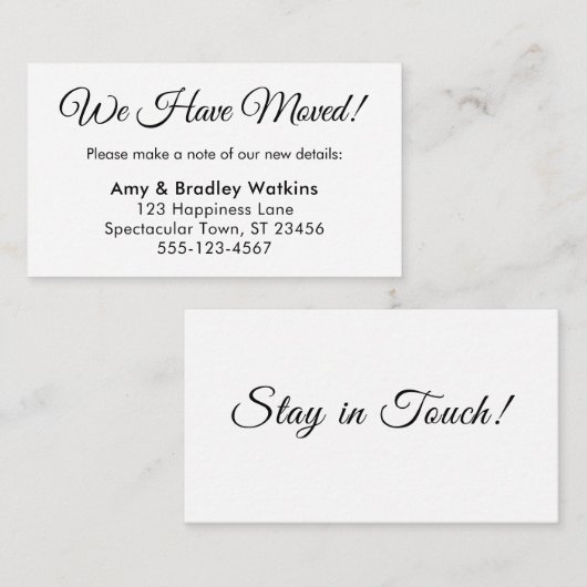 Elegant, eenvoudig We hebben adreswijziging gemaak Informatiekaartje (Voorkant / Achterkant)