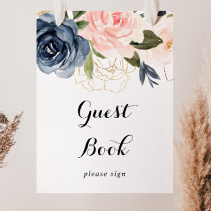 Elegant Eenvoudig Winter Bloemen Gastboek Bord Poster