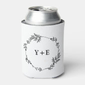 Elegant Eenvoudig Wit Monogrammed Bruiloft Blikjeskoeler (Blikje Voorkant)