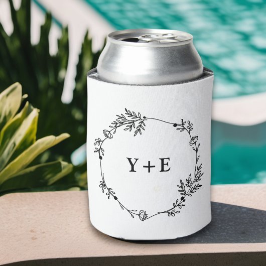 Elegant Eenvoudig Wit Monogrammed Bruiloft Blikjeskoeler