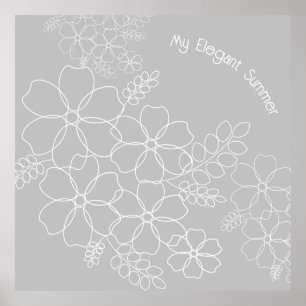 Elegant eenvoudig zomer bloemen patroon poster
