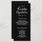 Elegant eenvoudig zwart aangepaste bruiloft progra programma (Voorkant / Achterkant)