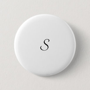 Elegant Eenvoudig Zwart en Wit Monogram Ronde Button 5,7 Cm
