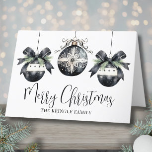 Elegant Eenvoudig Zwart Wit Kerstmis Feestdagen Kaart