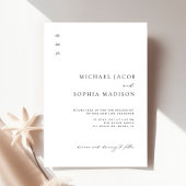 Elegant Eenvoudig Zwart & Wit Minimalistisch Huwel Kaart