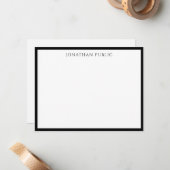 Elegant Eenvoudig Zwart Wit Minimalistische Sjablo Notitiekaartje (Voorkant / Achterkant in situ)