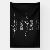 Elegant Eenvoudig Zwart Wit Modern Minimaal Script Spandoek (Verticaal)
