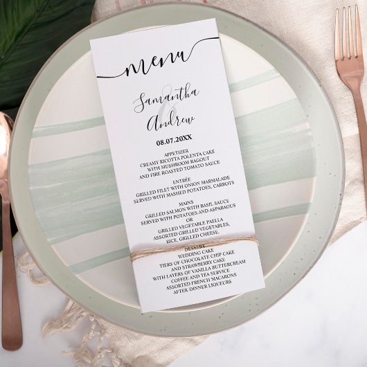 Elegant eenvoudig zwart witscript bruiloft menu